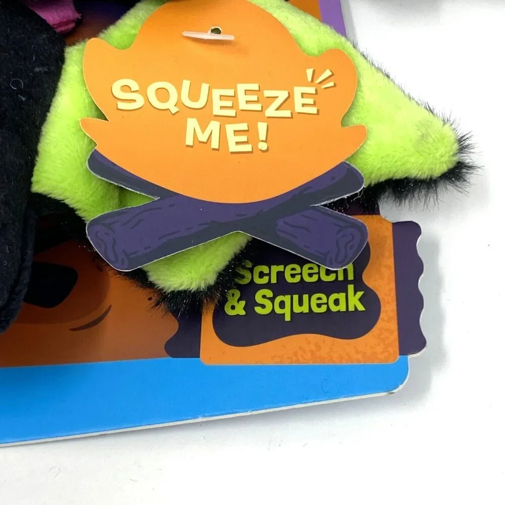 BARK Afraid of the Bark Halloween Screech and Squeak Animal Plush Dog Toy